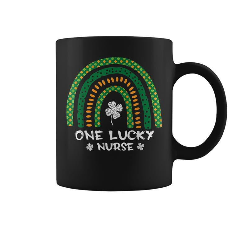 One Lucky Nurse Rainbow Shamrock Scrub St Patricks Day  Coffee Mug