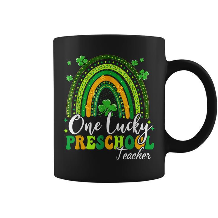 One Lucky Preschool Teacher Rainbow Shamrock Patricks Day Coffee Mug