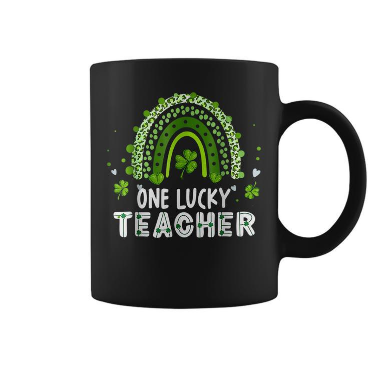 One Lucky Teacher Leopard Rainbow Lucky St Patricks Day  Coffee Mug