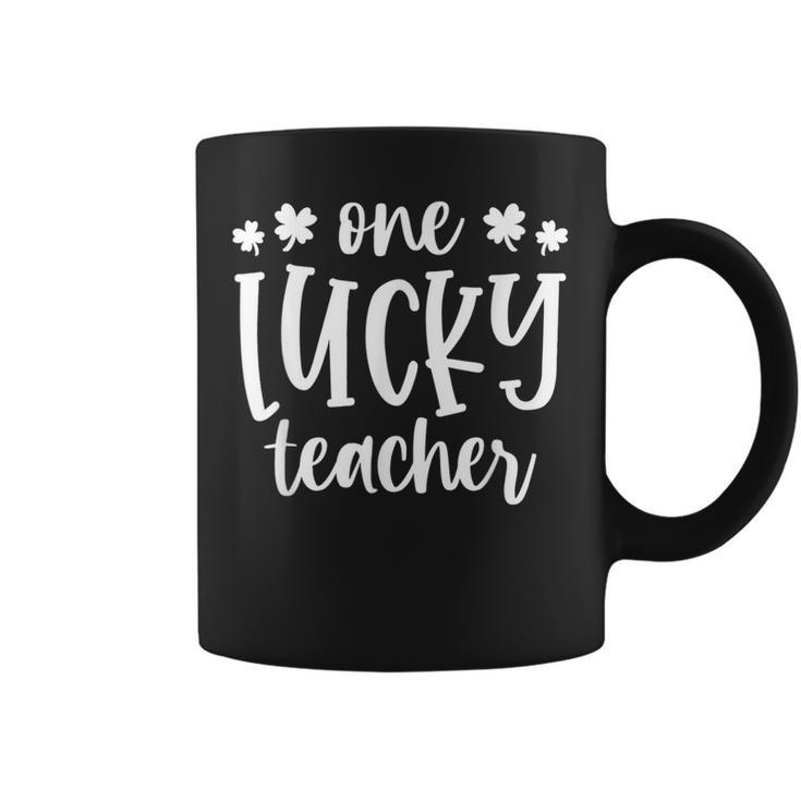 One Lucky Teacher Shamrock St Patricks Day Funny School  Coffee Mug