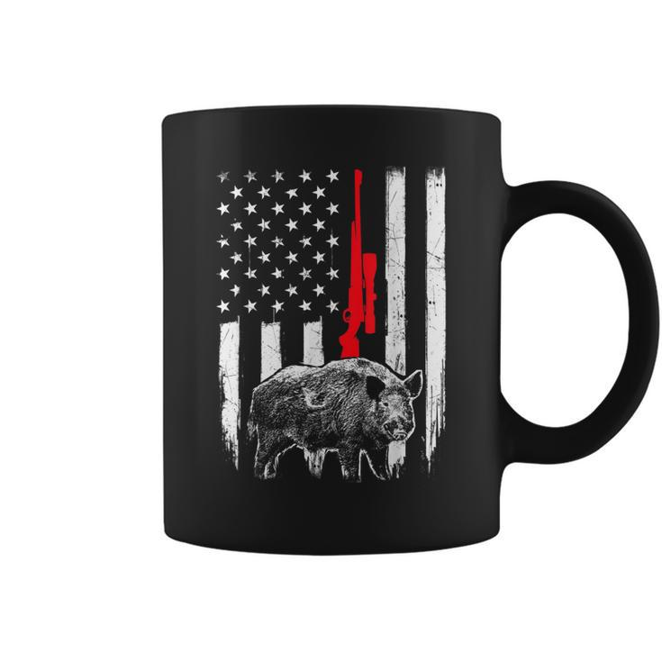 Patriotic American Usa Flag - Boar Hunting Wild Hog Hunter  Coffee Mug