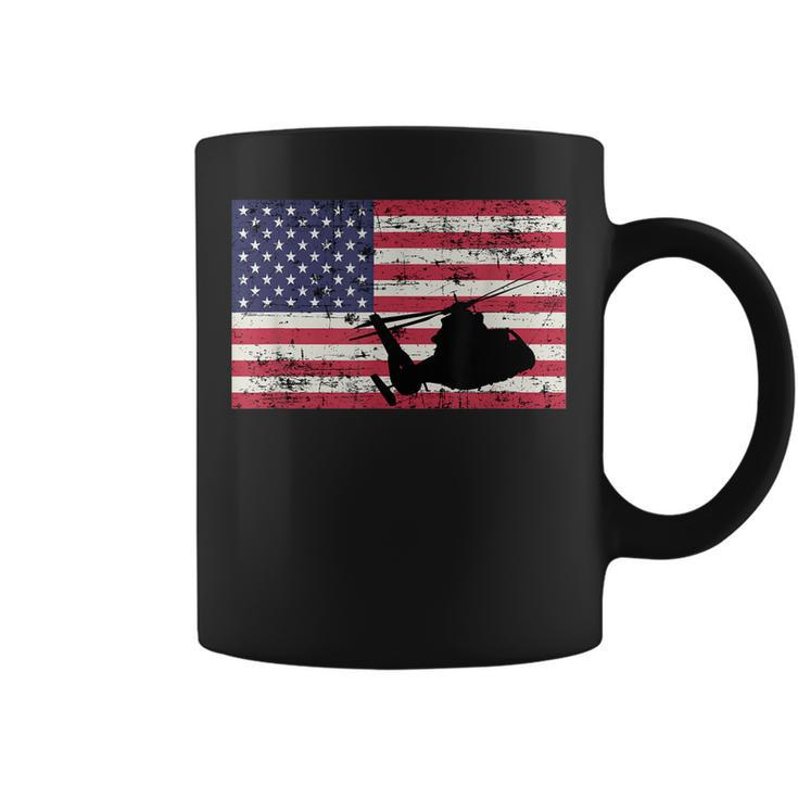 Patriotic As-365 Dauphin Helicopter American Flag  Coffee Mug