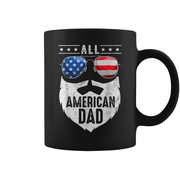 Patriotic Dad Beard Fathers Day All American Dad 4Th Of July Coffee Mug