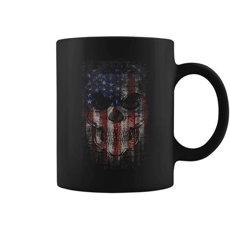 Patriotic Military American Flag Skull Gift Coffee Mug