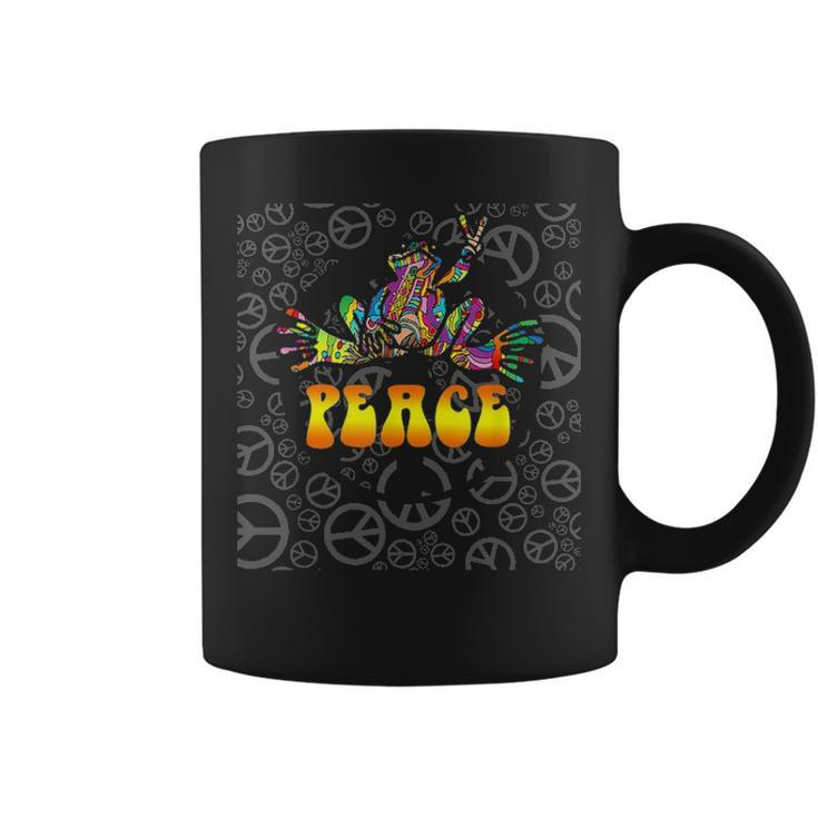Peace Frog Hippie Vintage Peace Sign Gift V2 Coffee Mug