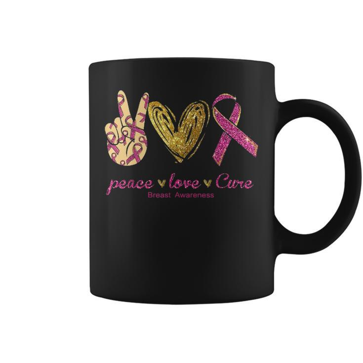 Peace Love Cure Breast Cancer Awareness Coffee Mug
