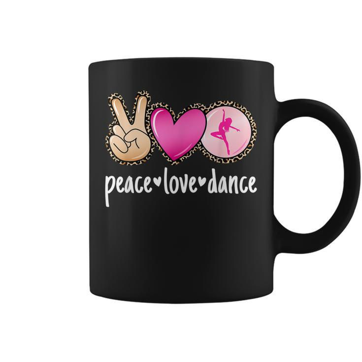 Peace Love Dance Leopard Print Mom Women Girls Dancing  Coffee Mug