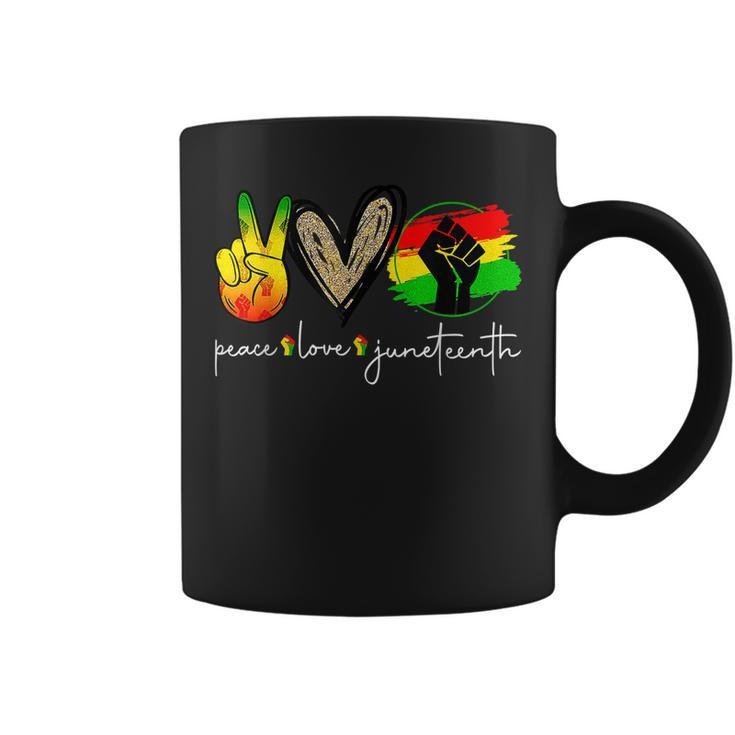 Peace Love Junenth Fist Black Girl Black Queen & King  Coffee Mug