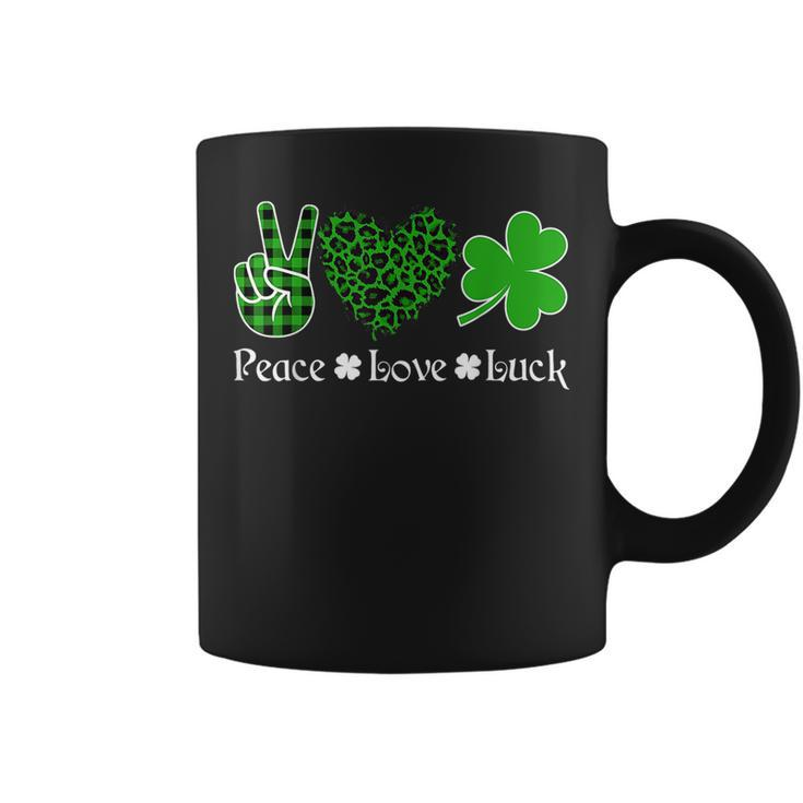 Peace Love Luck  Peace Heart Shamrock St Patricks Day  Coffee Mug