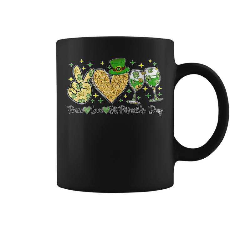 Peace Love St Patricks Day Cheer Drinking Shamrock  Coffee Mug