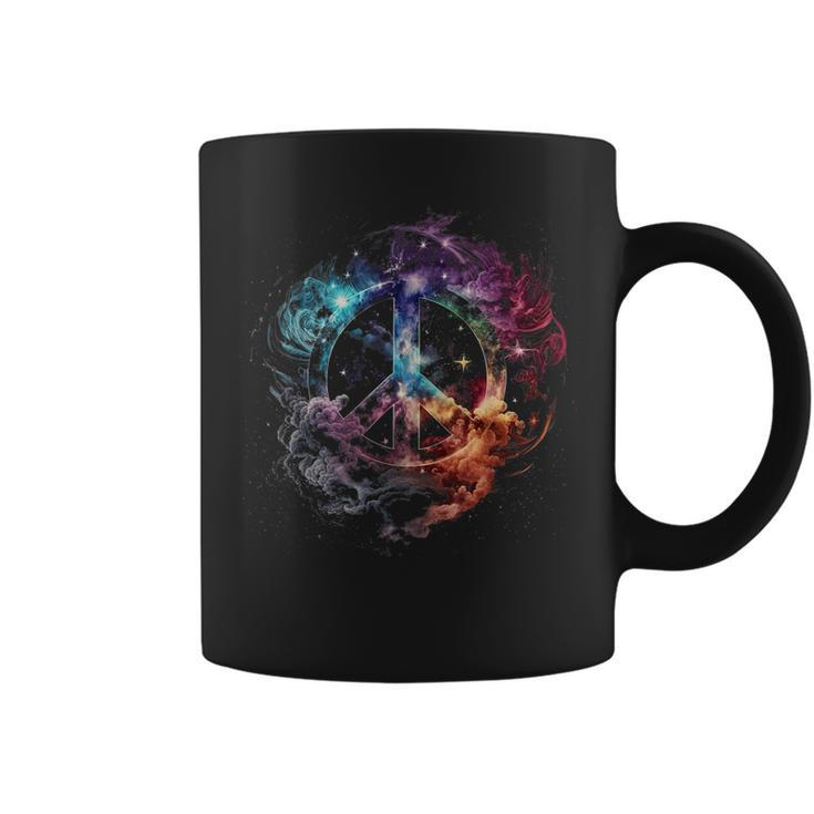 Peace Sign Of Freedom Hippie Flower Child Space Science  Coffee Mug