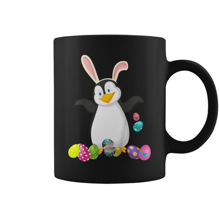 Penguin And Bunny Rabbit Hat Easter Eggs Happy Day T Shirt Coffee Mug
