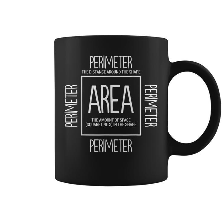 Perimeter And Area Math Funny Mathematics Teacher Retro  Coffee Mug