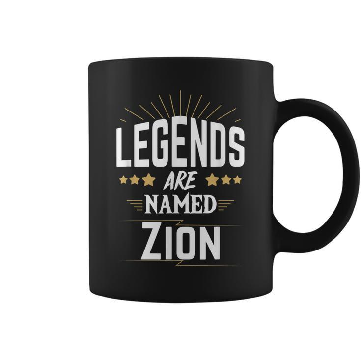 Personalisiertes Tassen Legends are named Zion, Ideal für Gedenktage