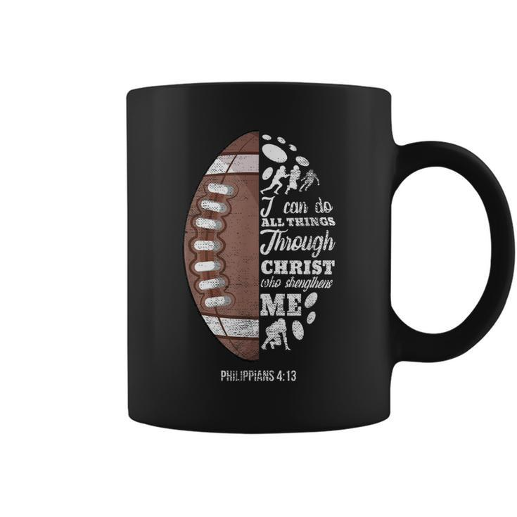 Philippians 413 Christian Football Funny Bible Verse Gift  Coffee Mug