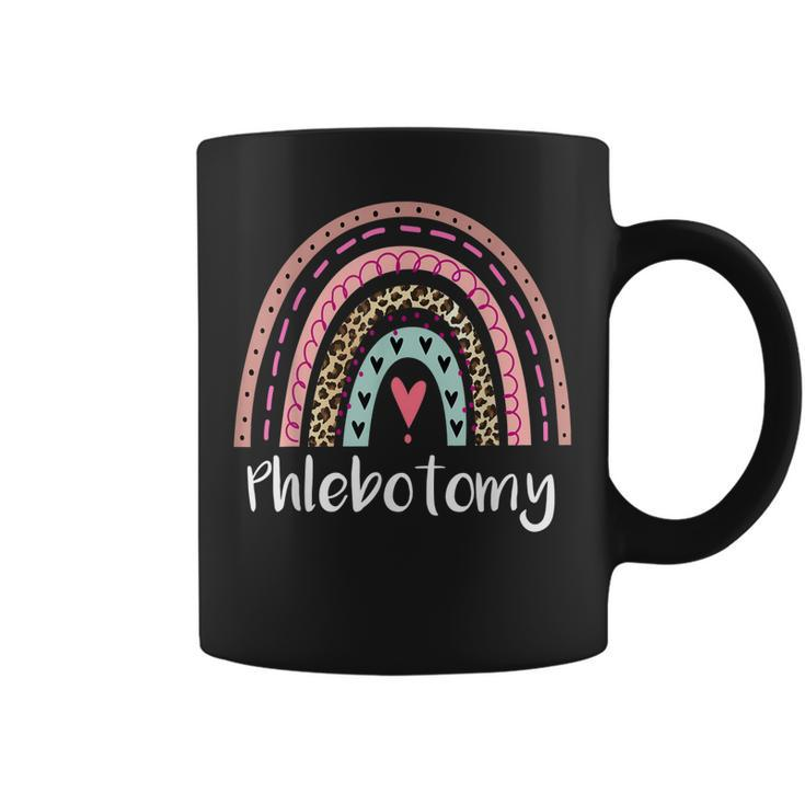 Phlebotomy Phlebotomy Squad Tech Rainbow Boho Leopard Funny Coffee Mug