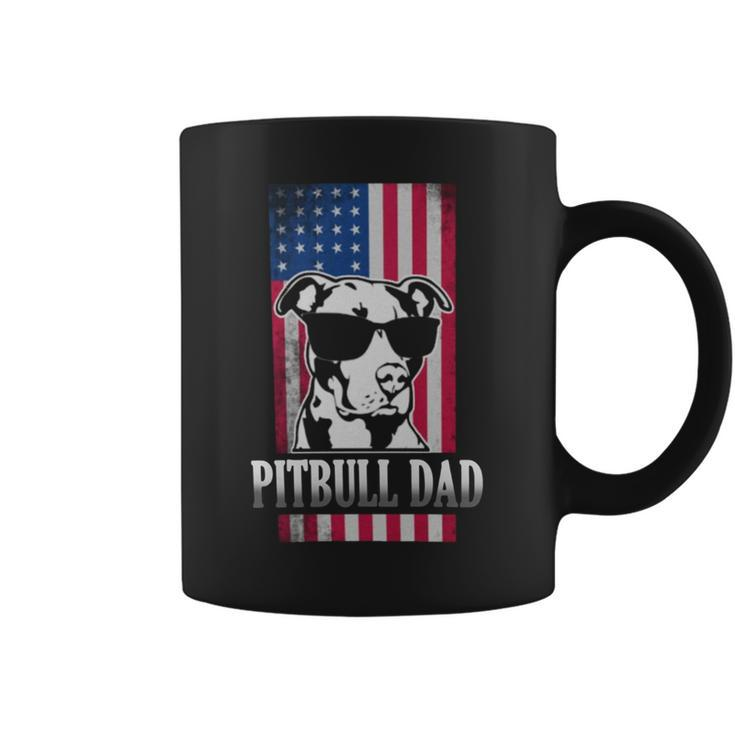 Pitbull Dad American Flag Coffee Mug
