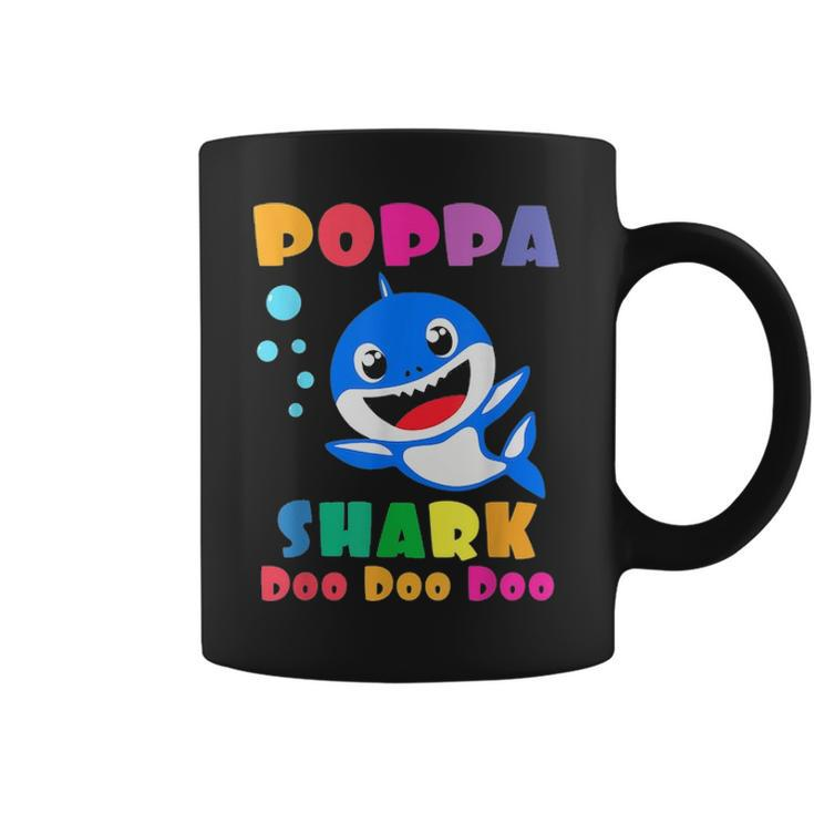 Poppa Shark  Funny Fathers Day Gift For Mens Dad Coffee Mug