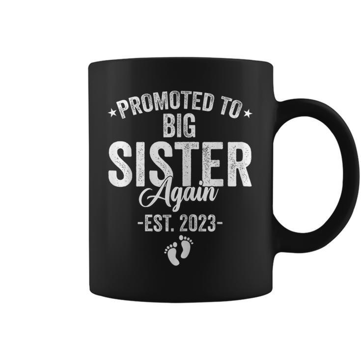 Promoted To Big Sister Again 2023 Baby Announcement Siblings  Coffee Mug