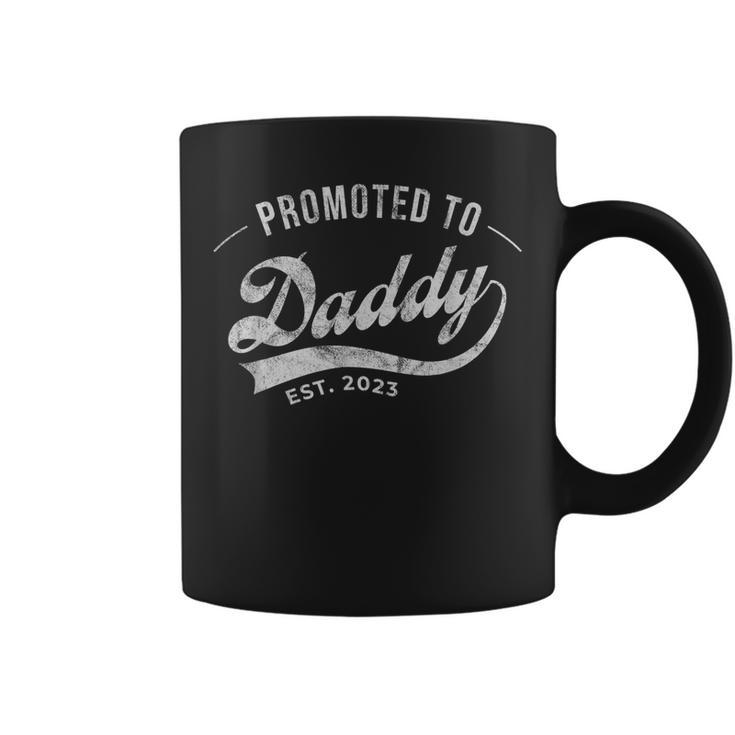 Promoted To Daddy 2023 Funny Humor New Dad Baby First Time Gift For Mens Coffee Mug