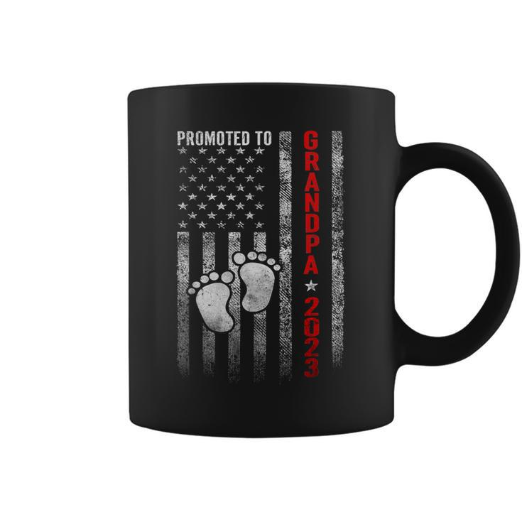 Promoted To Grandpa 2023 American Flag New Grandpa  Coffee Mug