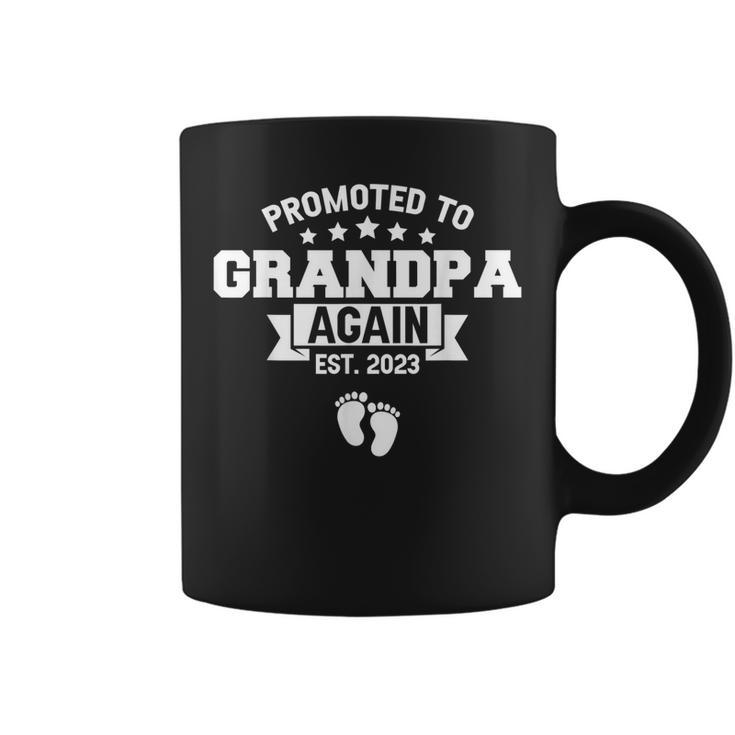 Promoted To Grandpa Again 2023 Funny Baby Announcement Party Coffee Mug