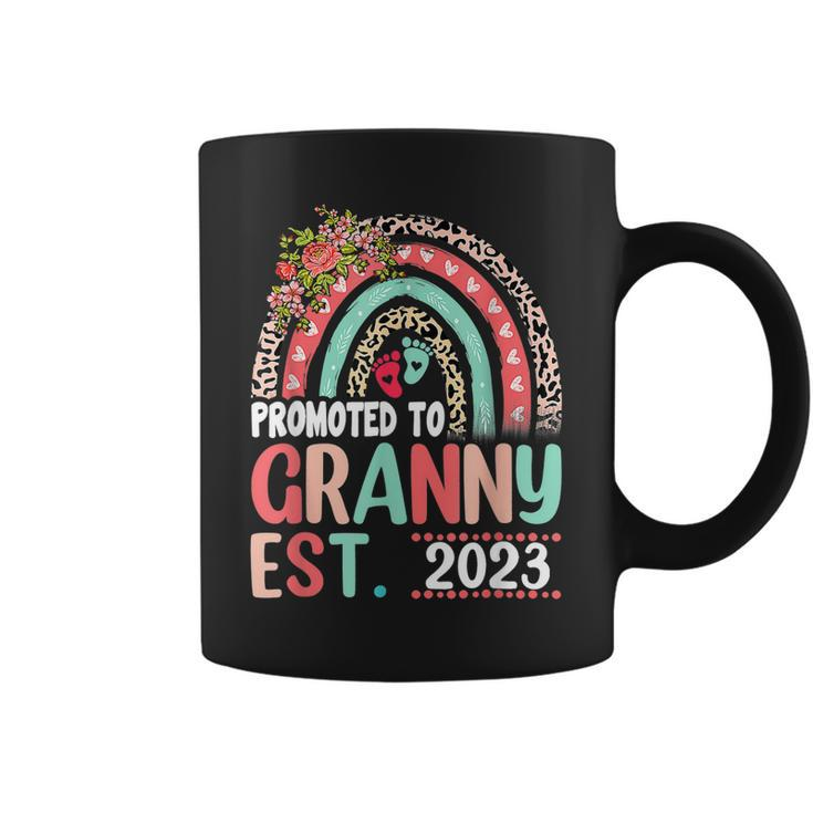 Promoted To Granny Est 2023 Leopard Rainbow Mothers Day  Coffee Mug