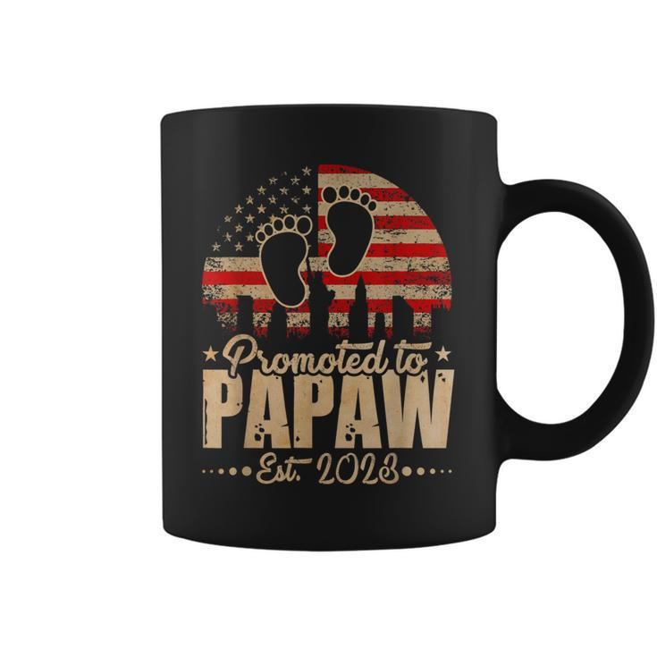 Promoted To Papaw Est 2023 Us Flag Fathers Day Pregnancy  Coffee Mug