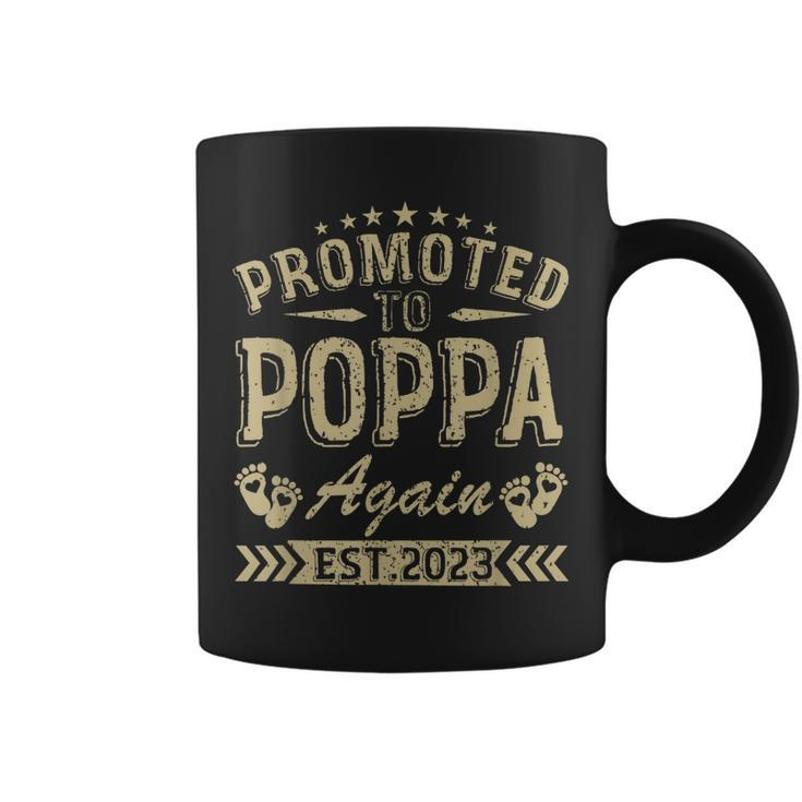 Promoted To Poppa Again 2023 Soon To Be Dad Fathers Day  Coffee Mug
