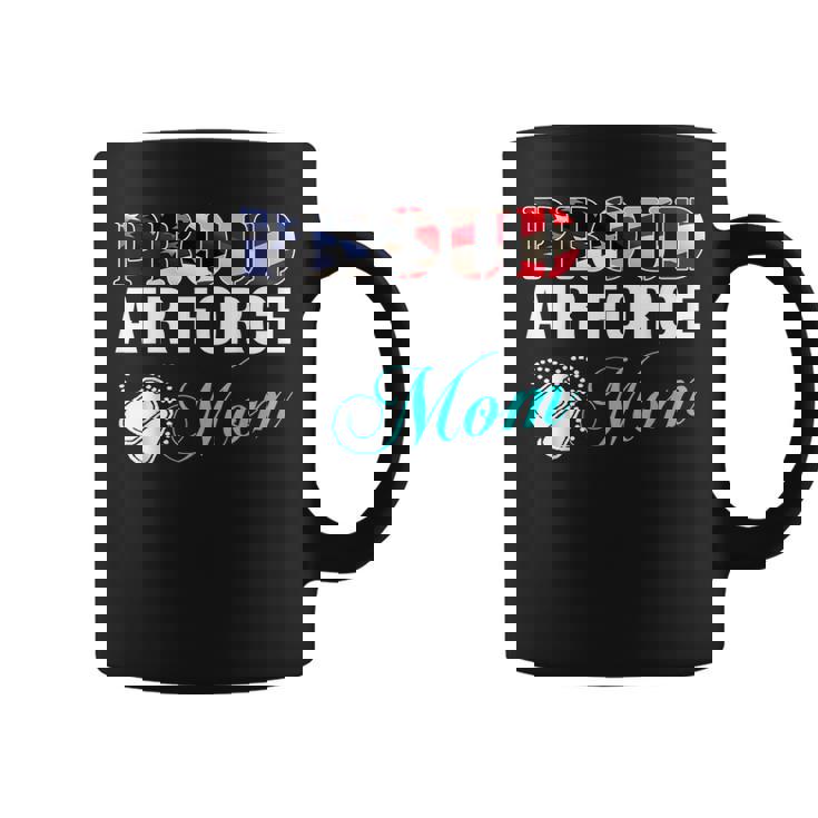 Proud Air Force Mom With American Flag  Veteran Gift Coffee Mug