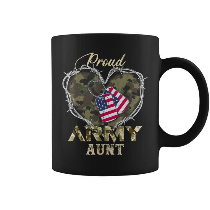 Proud Army Aunt With Heart American Flag For Veteran  Coffee Mug