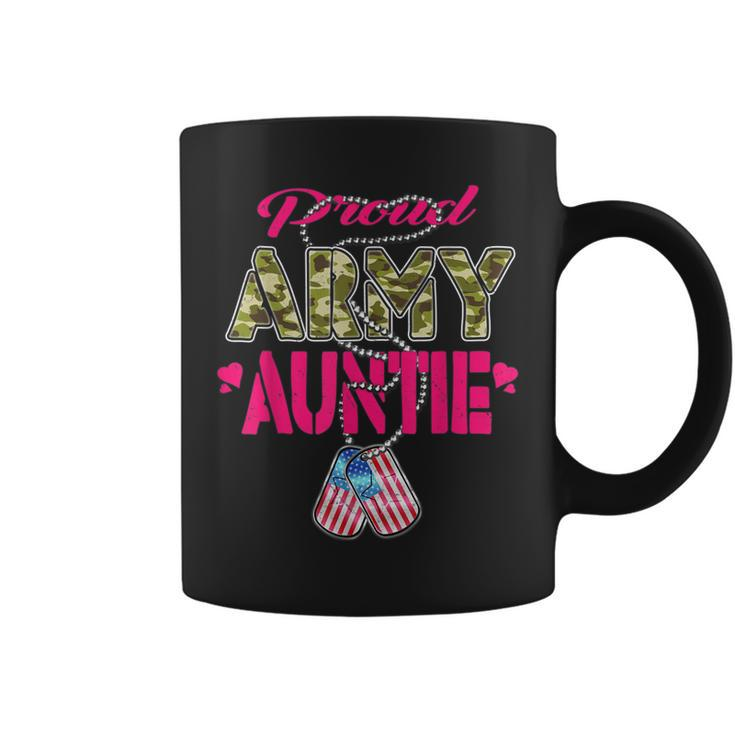 Proud Army Auntie Camo Us Flag Dog Tags Pride Military Aunt  Coffee Mug