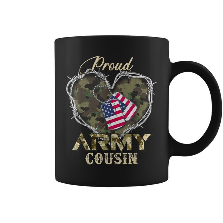 Proud Army Cousin With Heart American Flag For Veteran  Coffee Mug