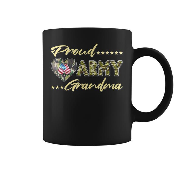 Proud Army Grandma Us Flag Dog Tag Military Grandmother Gift  Coffee Mug