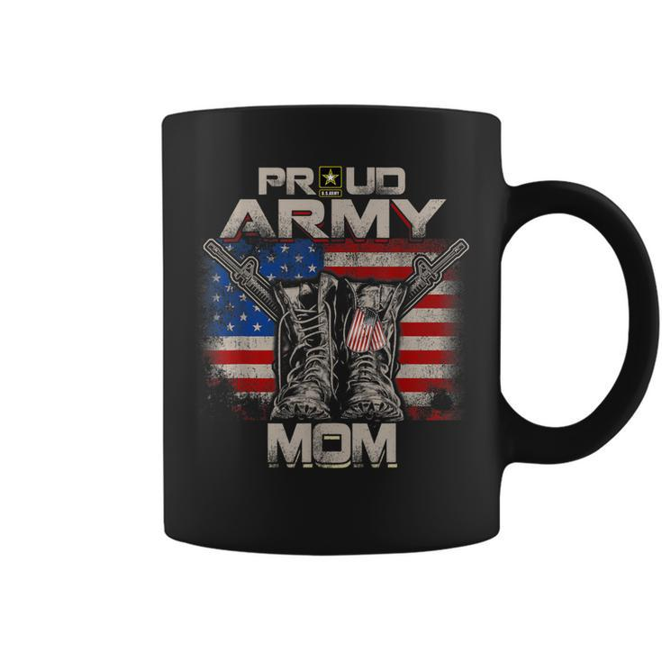 Proud Army Mom America Flag Us Military Pride  Coffee Mug