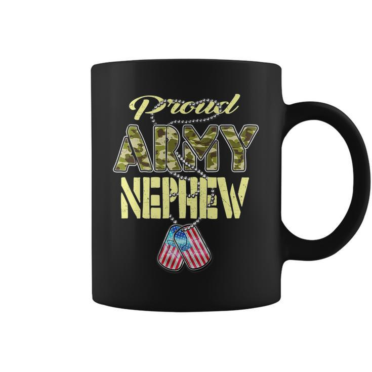 Proud Army Nephew Us Flag Dog Tags Pride Military Family   Coffee Mug