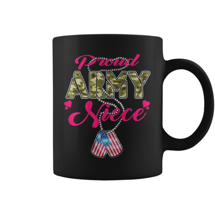 Proud Army Niece Us Flag Camo Dog Tags Pride Military Family  Coffee Mug