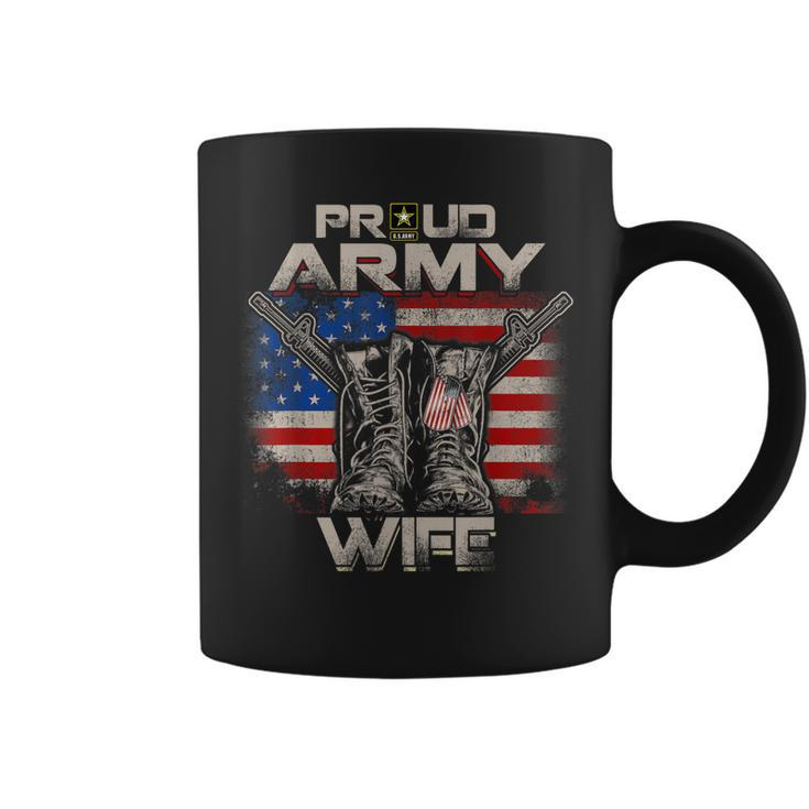 Proud Army Wife America Flag Us Military Pride  Coffee Mug