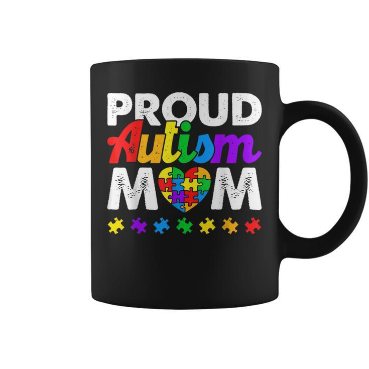 Proud Autism Mom Autism Awareness Acceptance Colorful Puzzle  Coffee Mug