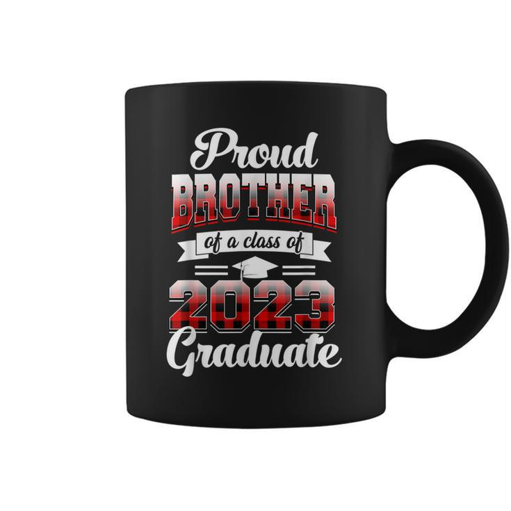 Proud Brother Of A Class Of 2023 Graduate  Red Plaid  Coffee Mug