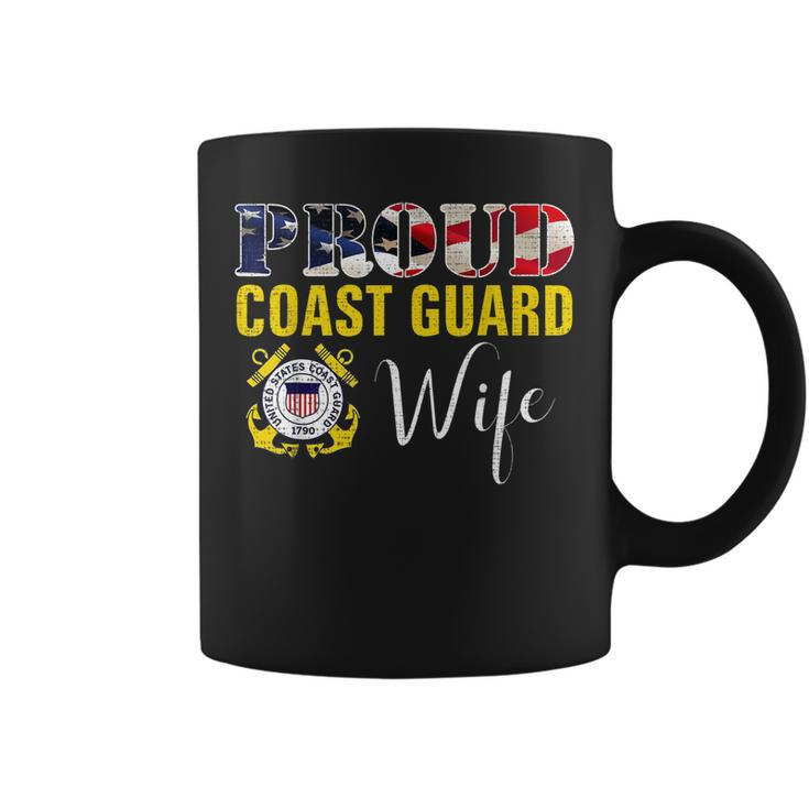Proud Coast Guard Wife With American Flag For Veteran Day  Coffee Mug