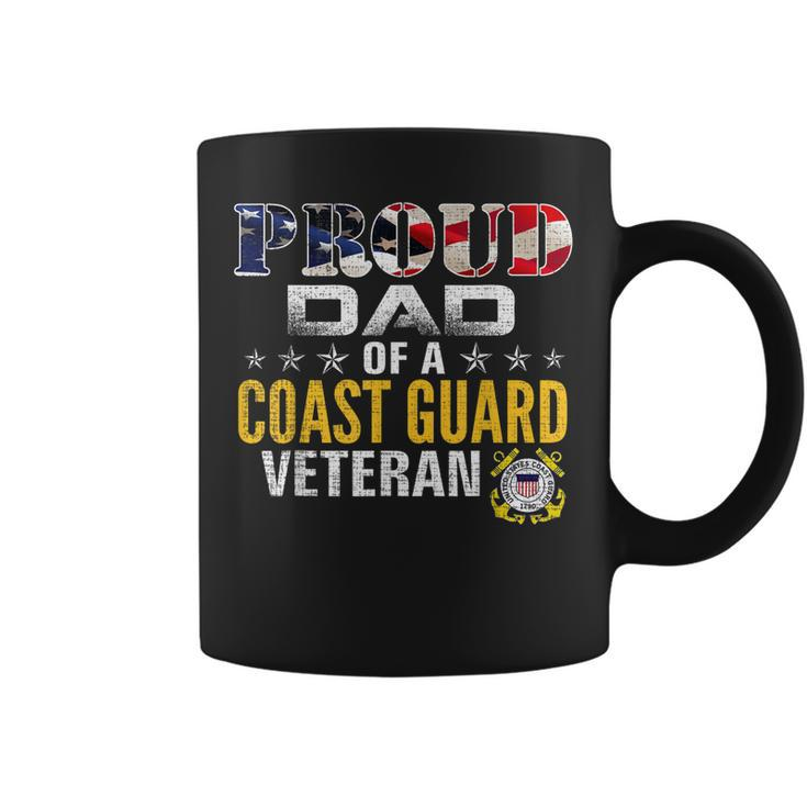 Proud Dad Of A Coast Guard Veteran American Flag Military  Coffee Mug
