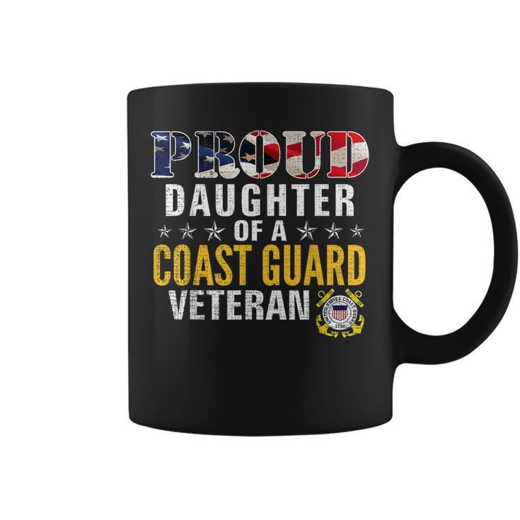 Proud Daughter Of A Coast Guard Veteran American Flag Gift  Coffee Mug