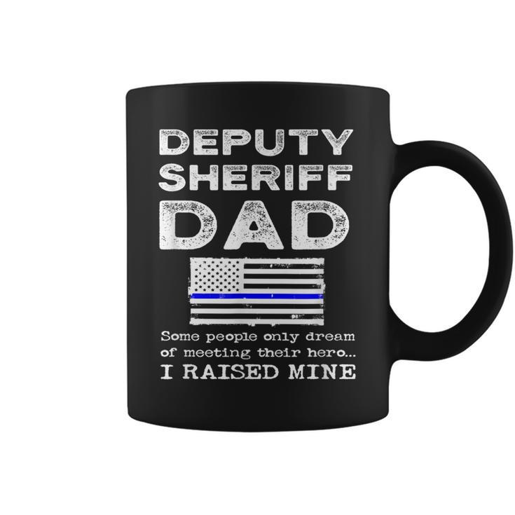 Proud Deputy Sheriff Dad Father Thin Blue Line American Flag Coffee Mug