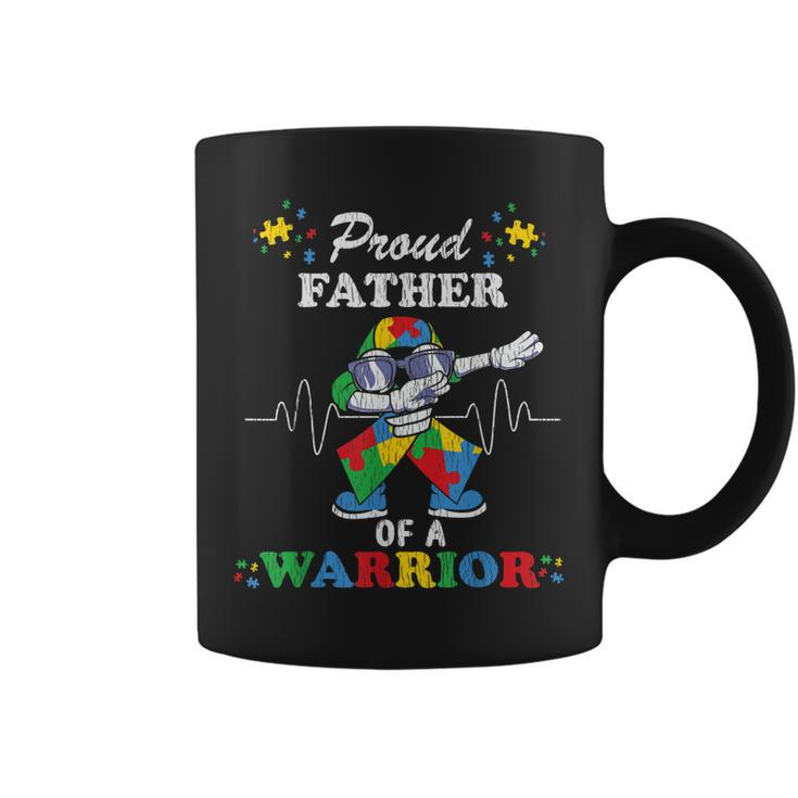 Proud Father Of A Warrior Autistic Kids Autism Awareness Dad  Coffee Mug