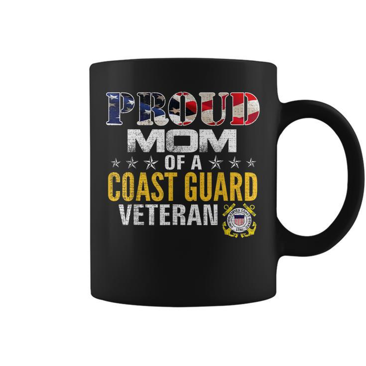 Proud Mom Of A Coast Guard Veteran American Flag Military  Coffee Mug