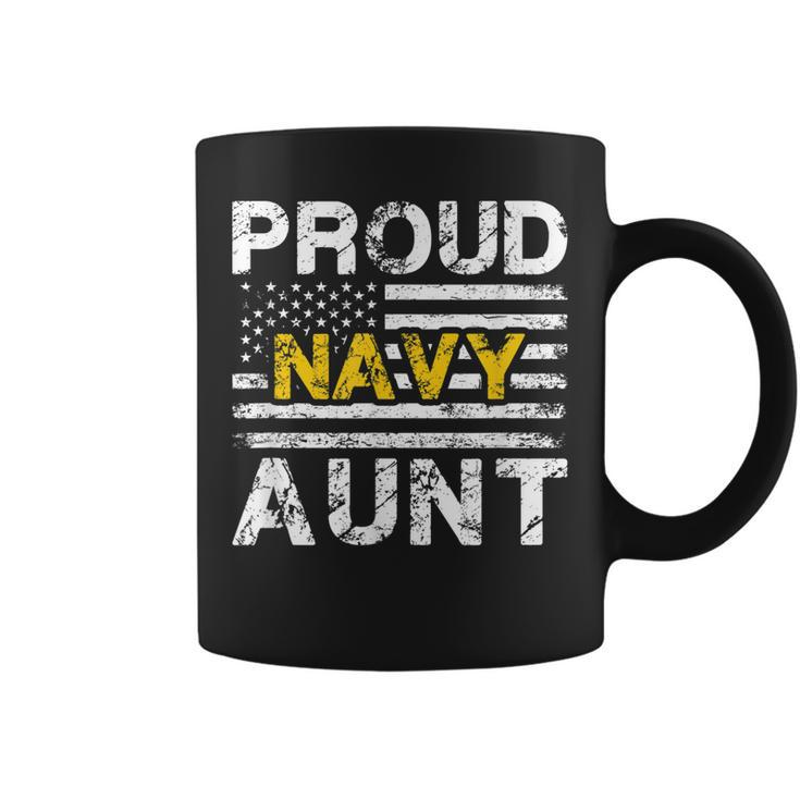 Proud Navy Aunt Us Flag Family Military Appreciation Graphic Coffee Mug