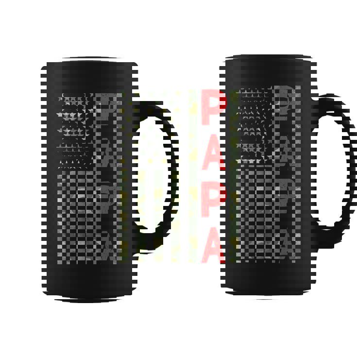 Proud Papa Camouflage American Flag Camo Funny Fathers Day Coffee Mug