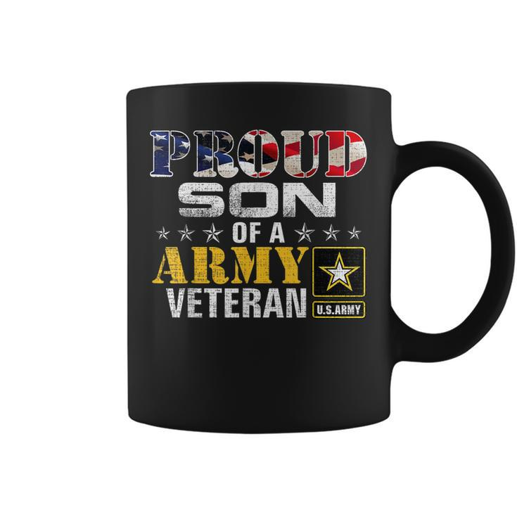 Proud Son Of A Army Veteran American Flag Military Gift  Coffee Mug