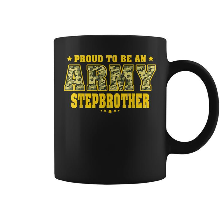 Proud To Be An Army Stepbrother Camo Military Stepsibling  Coffee Mug